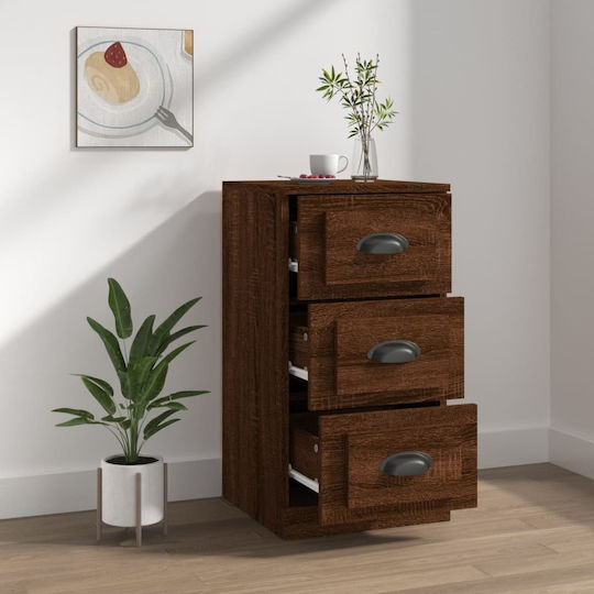 Schubladen Aufbewahrung mit 3 Schubladen Brown Oak L36xB35.5xH67.5cm