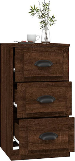 Schubladen Aufbewahrung mit 3 Schubladen Brown Oak L36xB35.5xH67.5cm