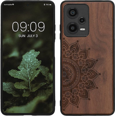 KWmobile Design Rising Sun Coperta din spate Lemn Dark Brown (Xiaomi 12 Pro) 60693.02