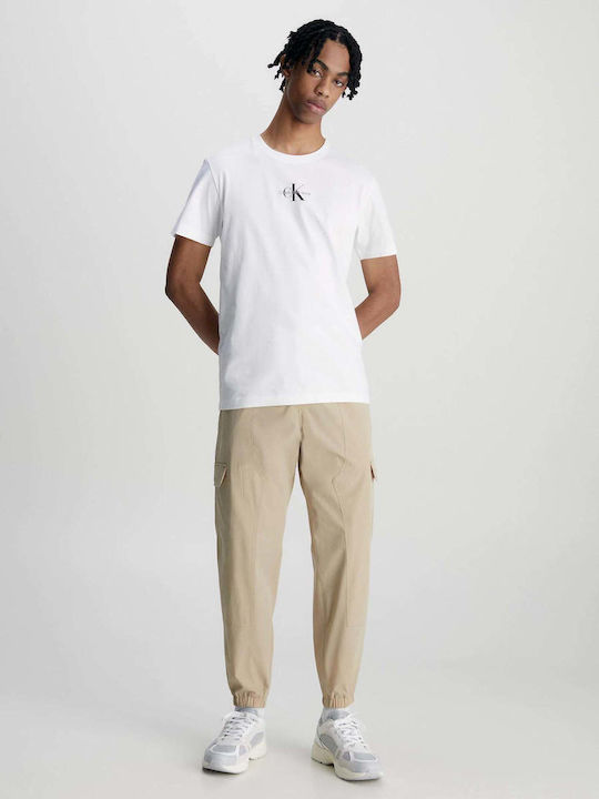 Calvin Klein T-shirt Bărbătesc cu Mânecă Scurtă White