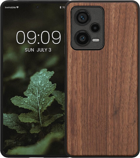 KWmobile Umschlag Rückseite Hölzern Dark Brown (Redmi Note 12 Pro+)
