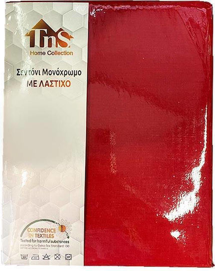 TnS Sheet for Single Bed with Elastic 100x200+25cm. Red