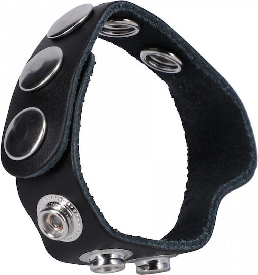 Doc Johnson Rock Solid The Leather 5 Snap Δαχτυλίδι Πέους Δερμάτινο Μαύρο