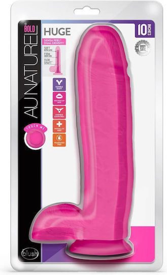 Blush Au Naturel Bold Huge Glass Dildo with Balls and Suction Cup Pink 25cm