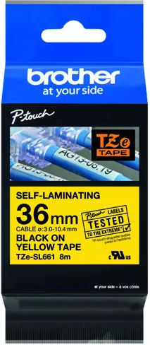 Brother TZe-SL661 Label Maker Tape 8m x 36mm in Yellow Colour Compatible with Brother TZe/TZ