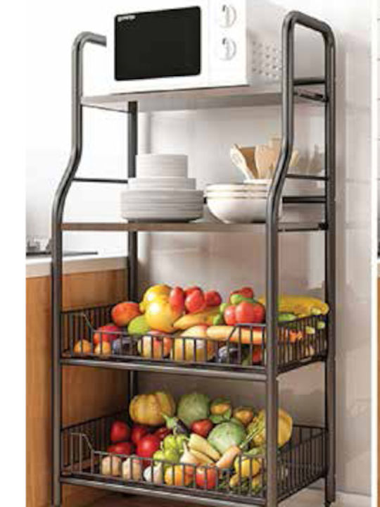 Newest Metallic Kitchen Trolley 4 Tiers Black 54x35x125cm A970BL