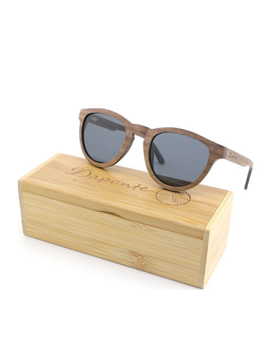 Daponte Damen Sonnenbrille mit Braun Holz Gestell und Gray Polarisiert Linse DAP006AW 4