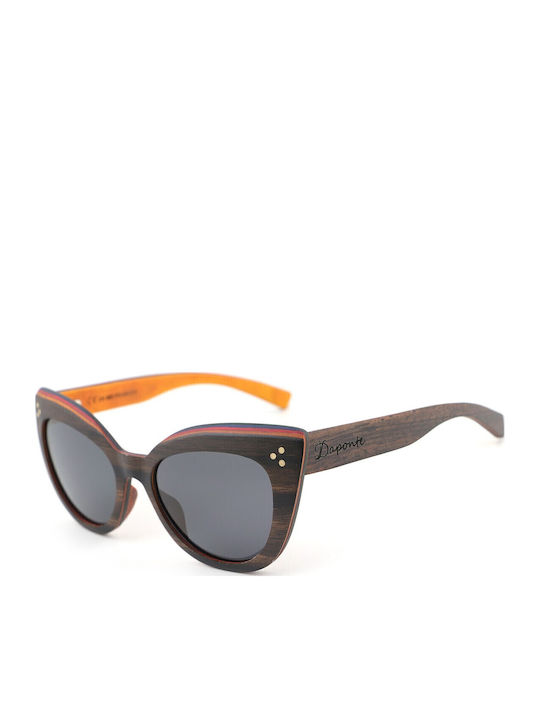 Daponte Damen Sonnenbrille mit Braun Holz Gestell und Gray Polarisiert Linse DAP388E 4