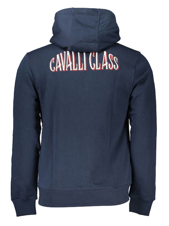 Roberto Cavalli Herren Sweatshirt Jacke mit Kapuze Blau