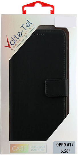 Volte-Tel Allure Magnet Clip Buchen Sie Synthetisches Leder Schwarz (Oppo A17)