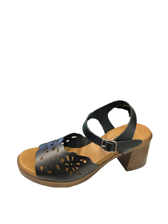 Adam's Shoes Leather Women's Sandals Black