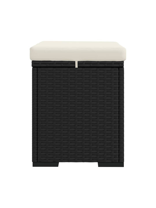 Băncuță De Grădină Cub Pentru Exterior Rattan Cu Pernă Neagră 40x30x40cm