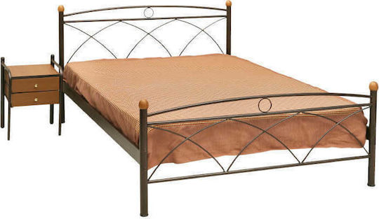 Кос Двойно Метално Легло Сивo за Матрак 150x200см