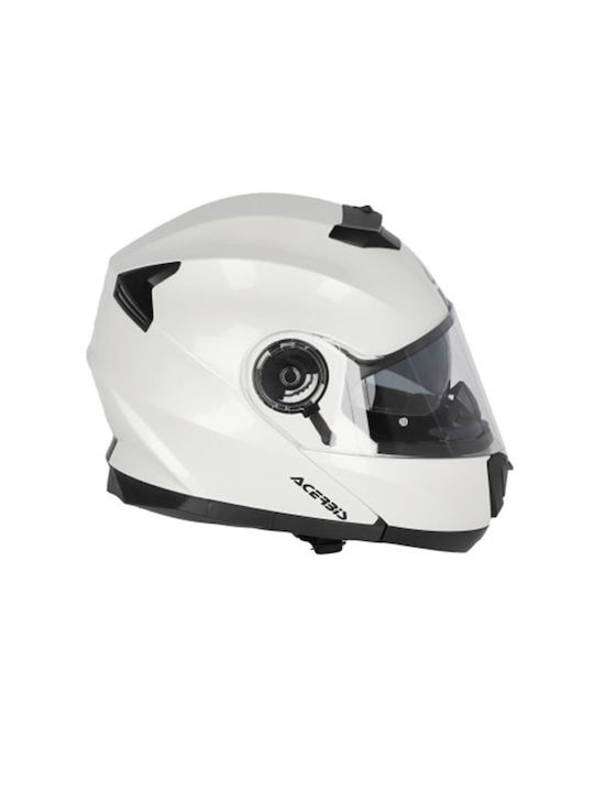 Acerbis Serel White Motorcycle Helmet Flip-Up ECE 22.05 1550gr with Sunvisor