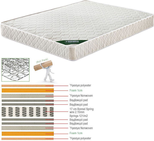 Woodwell Single Orthopedic Mattress Double-Sided Roll Pack 90x200x19cm with Springs