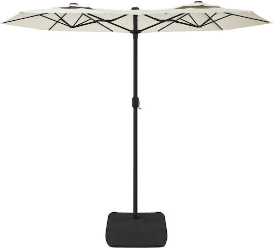 Garten & Terrassen Sonnenschirm Bodenständer Rund Metall Weiß mit Ständer 3.16x2.4m 362961