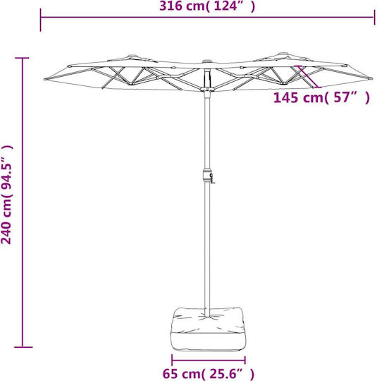 Garten & Terrassen Sonnenschirm Bodenständer Rund Metall Weiß mit Ständer 3.16x2.4m 362961