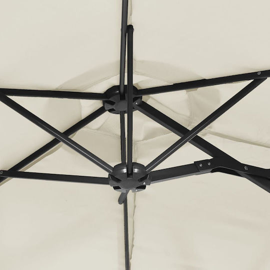Garten & Terrassen Sonnenschirm Bodenständer Rund Metall Weiß mit Ständer 3.16x2.4m 362961