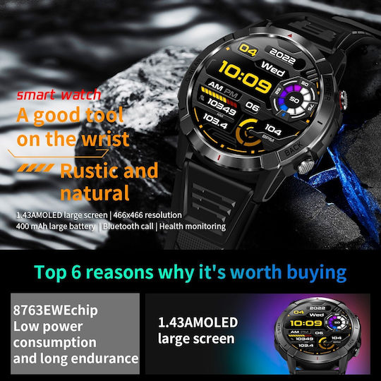 Aoke NX10 Smartwatch with Heart Rate Monitor (Black)