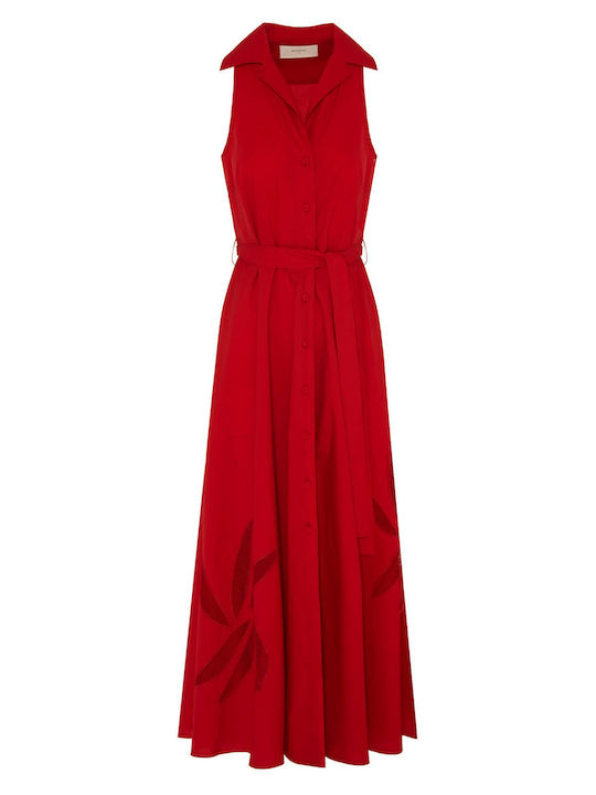 Sommer Midi Hemdkleid Kleid Rot