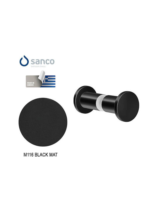Sanco Extra Comfort GL0670-M116 Haken Badezimmer Doppelt Schrauben ​3.5x3.5cm Black Mat