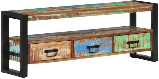 TV Stand from Metal and Solid Wood Multicolour M120xL30xH45cm