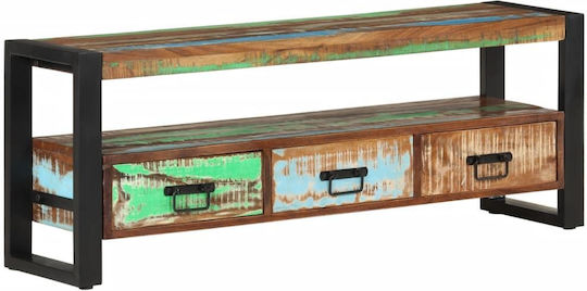 TV Stand from Metal and Solid Wood Multicolour M120xL30xH45cm