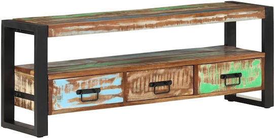 TV Stand from Metal and Solid Wood Multicolour M120xL30xH45cm
