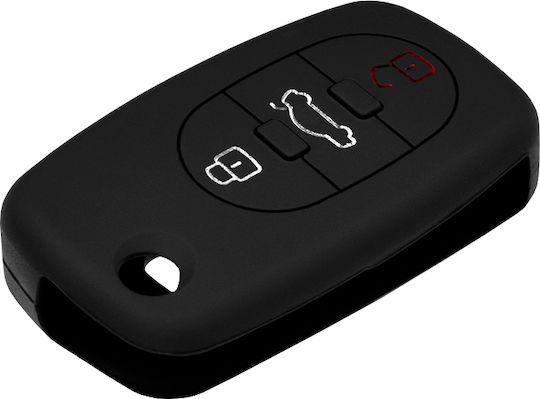 Car Key Cover Case made of with 3 Buttons for Audi in Black Color