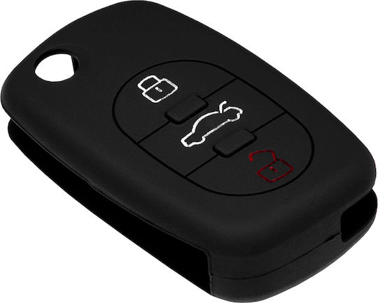 Car Key Cover Case made of with 3 Buttons for Audi in Black Color