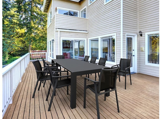 Vegas Outdoor Dinner Extendable Polypropylene Table Black 260(+40)x100x75cm