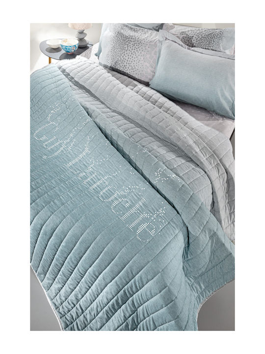 Guy Laroche Dotty Coverlet Queen Size Aqua 220x240cm