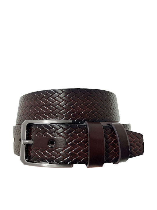 Wide Men's Belt from Artificial Leather Brown