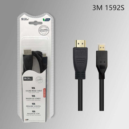 SGL Кабел HDMI мъжки - микро HDMI мъжки 3м Черен