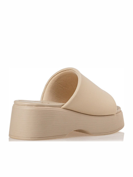 Women's Flat Sandals Flatforms in Beige Color