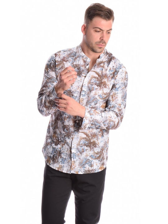 Floral shirt with mao collar