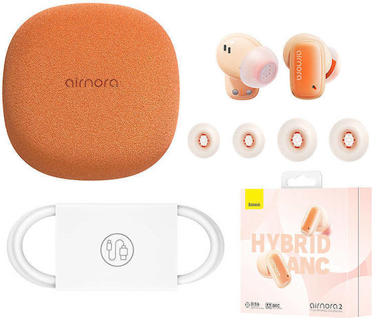 Baseus Air Nora 2 In-Ear Bluetooth-Freisprecheinrichtung Kopfhörer mit Ladeetui Orange
