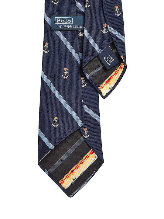 Ralph Lauren Ανδρική Γραβάτα Μεταξωτή με Σχέδια σε Navy Μπλε Χρώμα