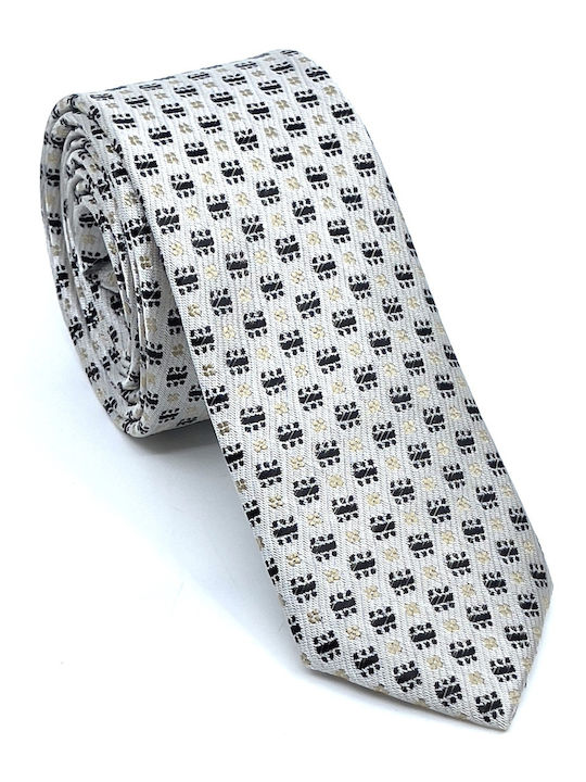 Legend Accessories Σετ Ανδρικής Γραβάτας με Σχέδια σε Ασημί Χρώμα
