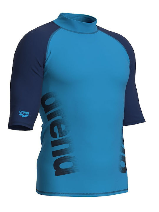 Arena Rash Vest Men's Short Sleeve Sun Protection Shirt Blue