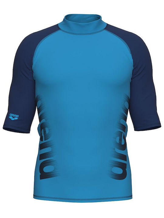 Arena Rash Vest Men's Short Sleeve Sun Protection Shirt Blue