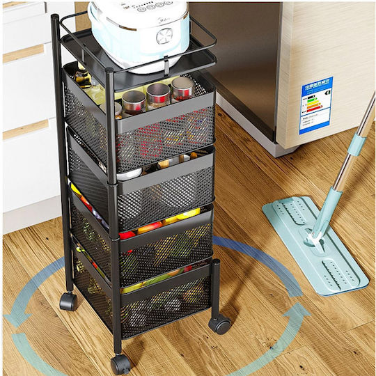 Bakaji Metallic Kitchen Trolley 6 Tiers Black 26x26x85cm