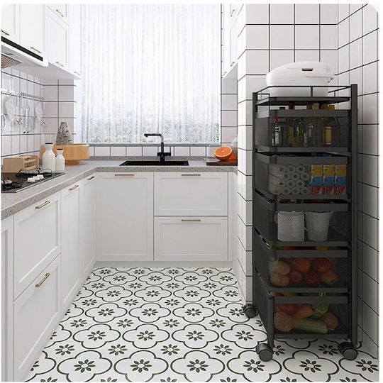 Bakaji Metallic Kitchen Trolley 6 Tiers Black 26x26x85cm