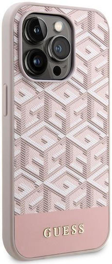 Guess GCube Stripes MagSafe Umschlag Rückseite Kunststoff Rosa (iPhone 14 Pro)