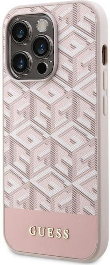 Guess GCube Stripes MagSafe Umschlag Rückseite Kunststoff Rosa (iPhone 14 Pro)