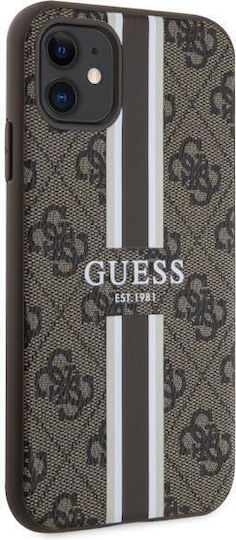Guess Printed Stripes Umschlag Rückseite Kunststoff Braun (iPhone 11)