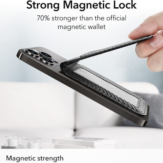 ESR MagSafe Card Case Vegan Leather Wallet Stand HaloLock Black Sheepskin
