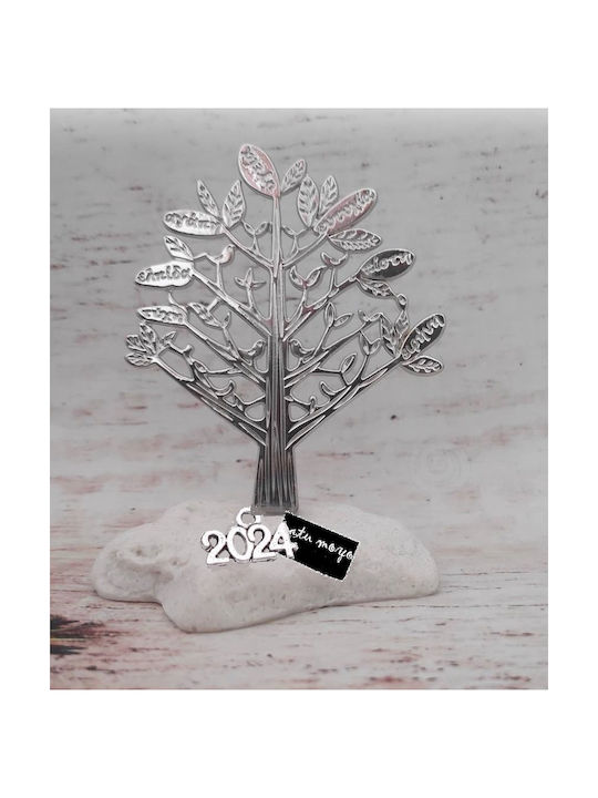 Handmade Tabletop Lucky Charm Little Tree Silver made of Fabric 1pcs