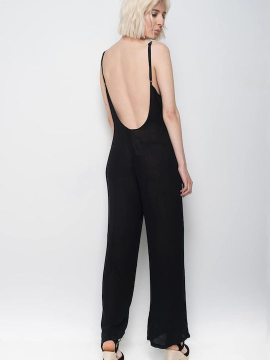 Damen Einteiler Jumpsuit Glamourös - Details SCHWARZ 023000022900133