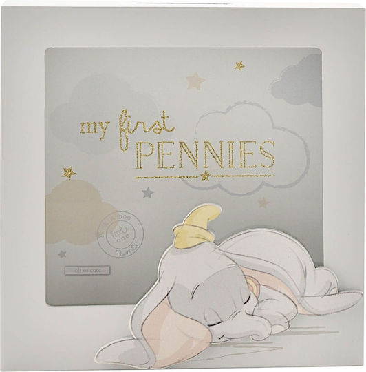 Disney Magical Beginnings Dumbo Children's Money Box Wooden White 15x15cm